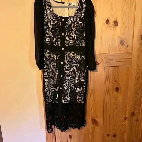 NWT Long Sleeve Lace Dress With Pearl Buttons‎ Size Large - Picture 4 of 9